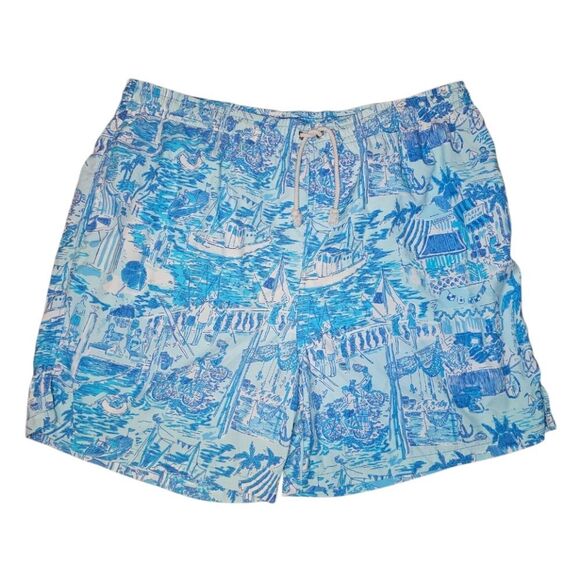 Lilly Pulitzer Other - LILLY PULITZER Blue Pattern Swim Trunks Capri Bathing Suit Mesh Lined  - Size L